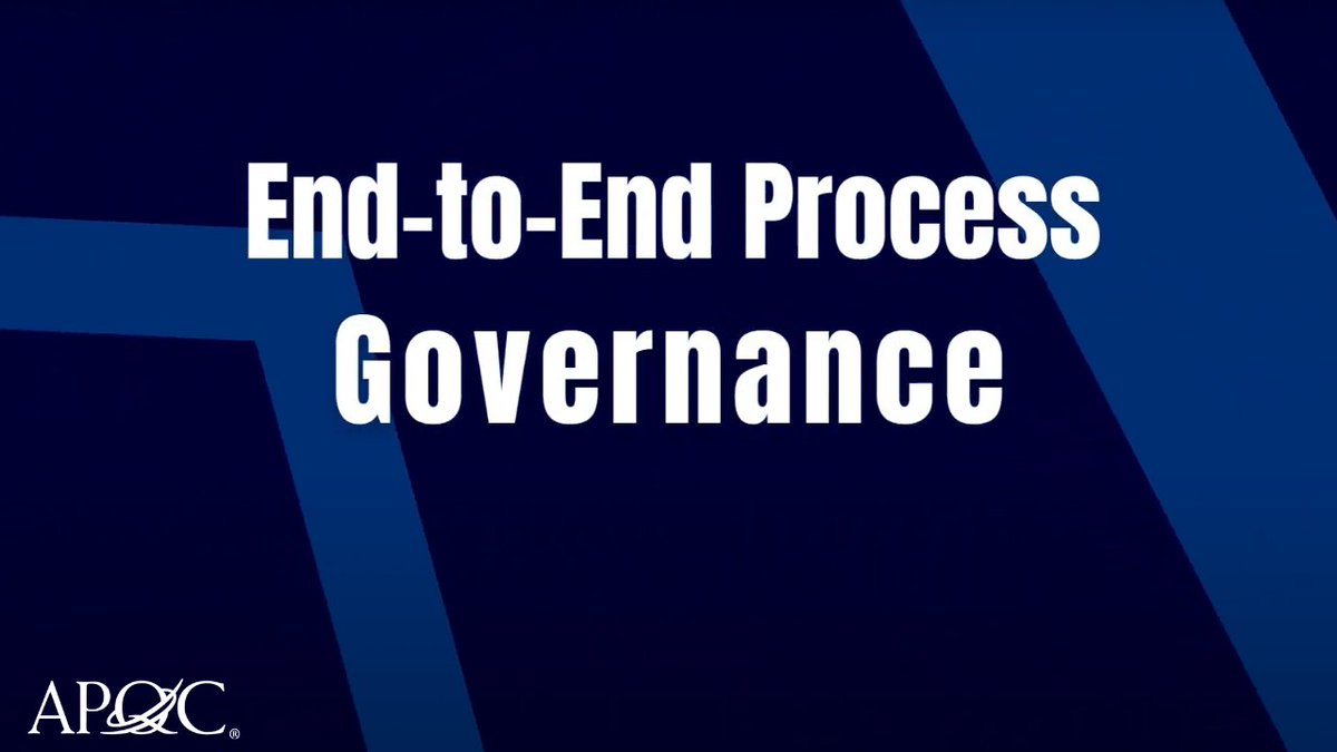 APQC's tweet image. In this short video, Madison Lundquist discusses three key points organizations should consider with implementing process governance for end-to-end processes. 🎥 Watch it here: youtube.com/watch?v=2xHyVh…

#endtoend #endtoendsolutions #process #processmanagement #processimprovement