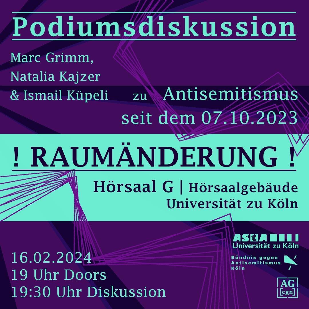 CGN_AG's tweet photo. Als AG [cgn] stehen wir AZ-intern aufgrund unserer klaren Haltung gegen jeden Antisemitismus in der Kritik. Wir haben uns dazu entschieden unsere kommenden Veranstaltungen zu verlegen, da wir @unsersquat nicht mehr als geeigneten Raum für antisemitismuskritische Stimmen erachten. https://t.co/WnlUHTSKaV