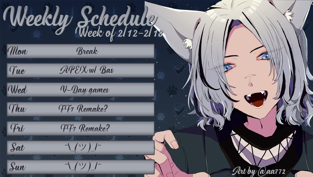 Can I get FF7 to run correctly? WHO KNOWS!
Anyways, got some new season of APEX grinding and a few fun things picked out for V-day. 

Hope to see all you wonderful little beans.

#ENVtubers #VtuberUprsing