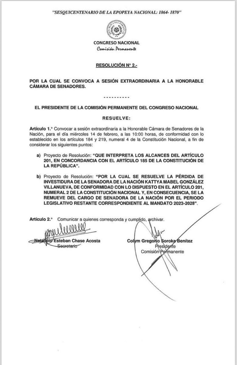 Red warning lights flashing on Paraguay’s fragile democracy. 🚨🧵

The Colorado Party controls the presidency, judiciary, Asunción city hall, and 15/17 state governments. 

Tomorrow, it plans to expel <a href="/KattyaGonzalez9/">Kattya Gonzalez</a> – one of the only opposition voices left – from congress. 1/