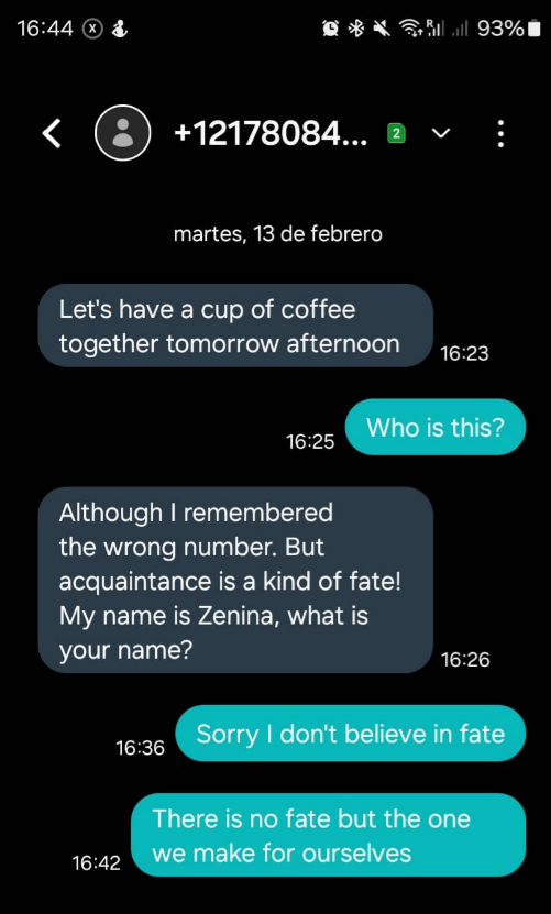 danidby's tweet photo. This quote from Terminator seems to have kept this scammer away https://t.co/8ggHty7CxF
