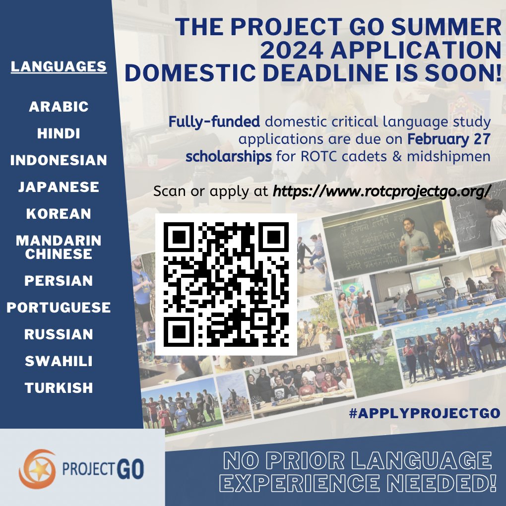 uw_projectgo's tweet image. The deadline for domestic Project GO programs is coming up in 2 weeks! Apply today at rotcprojectgo.org

#applyprojectgo