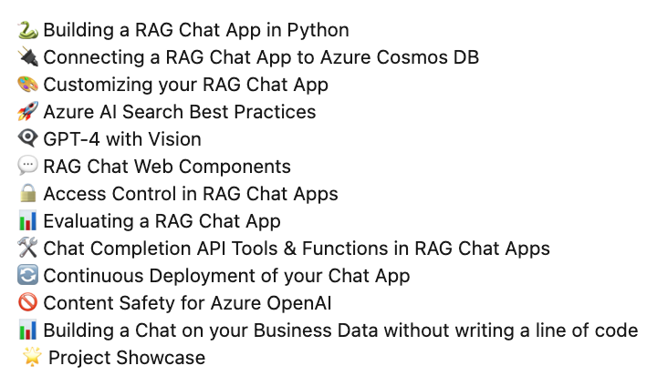 🤖 Want to learn how to build a RAG chat app? Check out our two weeks of live streams in this YouTube playlist: lnkd.in/gMiVQc4U