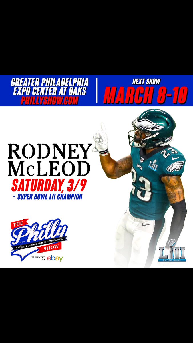 Philly_Show's tweet photo. ‼️Super Bowl LII Champion 🦅 Rodney McLeod is coming to the March Philly Show!‼️
Tickets available now at https://t.co/66ZOcjtjGM!
More announcements on the way!
#phillyshow #thephillyshow #eagles #philadelphiaeagles #superbowlchamps #superbowllii #flyeaglesfly #rodneymcleod https://t.co/MzLmFq1WOb