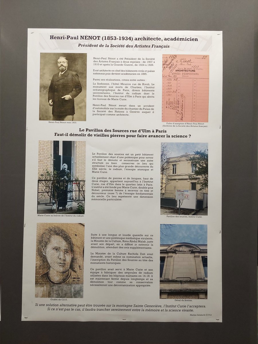 Au Salon des Artistes français au Grand Palais éphémère, la section architecture défend le Pavillon de Marie Curie !
#mariecurie #pavillondessources #institutcurie