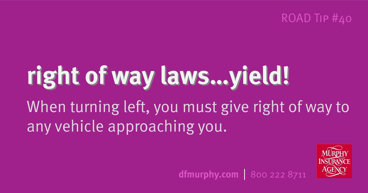 📣 Don't forget: When you turn left, you must give right of way to any vehicle approaching you. buff.ly/3Iy7qVl

#roadtiptuesday #drivingtips #carinsurance