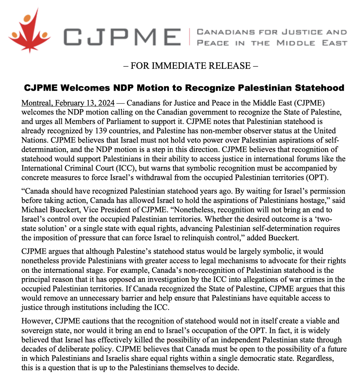Canadians for Justice and Peace in the Middle East tweet media