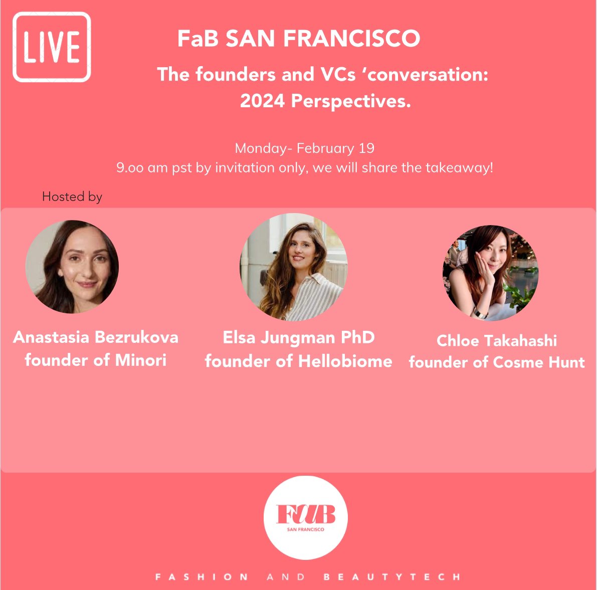 FaB San Francisco Fashion And BeautyTech (@beautytechsf) on Twitter photo Exciting to have soon the takeaway! 2024 San Francisco first meeting co-hosted by <a href="/Chloe_Takahashi/">𝐂𝐡𝐥𝐨𝐞 𝐓𝐚𝐤𝐚𝐡𝐚𝐬𝐡𝐢</a> <a href="/elsa_jungman/">Elsa Jungman, Ph.D.</a> Anastasia Bezrukova. #multicultural #founders Feb 19 stay tuned! #sanfrancisco #beauty #meeting Exciting to have soon the takeaway! 2024 San Francisco first meeting co-hosted by <a href="/Chloe_Takahashi/">𝐂𝐡𝐥𝐨𝐞 𝐓𝐚𝐤𝐚𝐡𝐚𝐬𝐡𝐢</a> <a href="/elsa_jungman/">Elsa Jungman, Ph.D.</a> Anastasia Bezrukova. #multicultural #founders Feb 19 stay tuned! #sanfrancisco #beauty #meeting