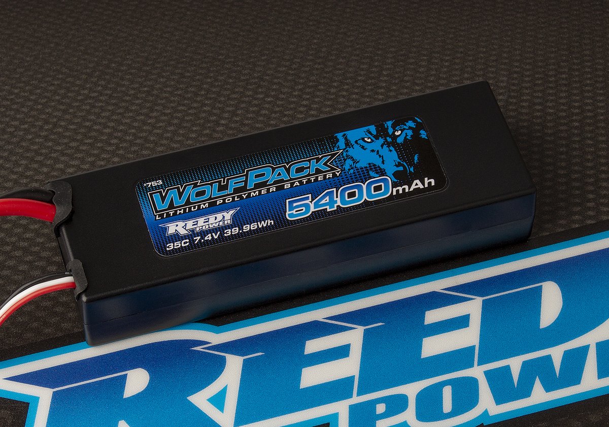 Team_Associated's tweet image. New! WolfPack LiPo 5400mAh 35C 2S 7.4V with T-plug.  rc10.com/reedy753battx/ Available now. (Pictured: #753 WolfPack LiPo 5400mAh 35C 2S 7.4V with T-plug.) @Team_Associated @reedypower #WeAreAE #teamassociated  #teamassociatedrc