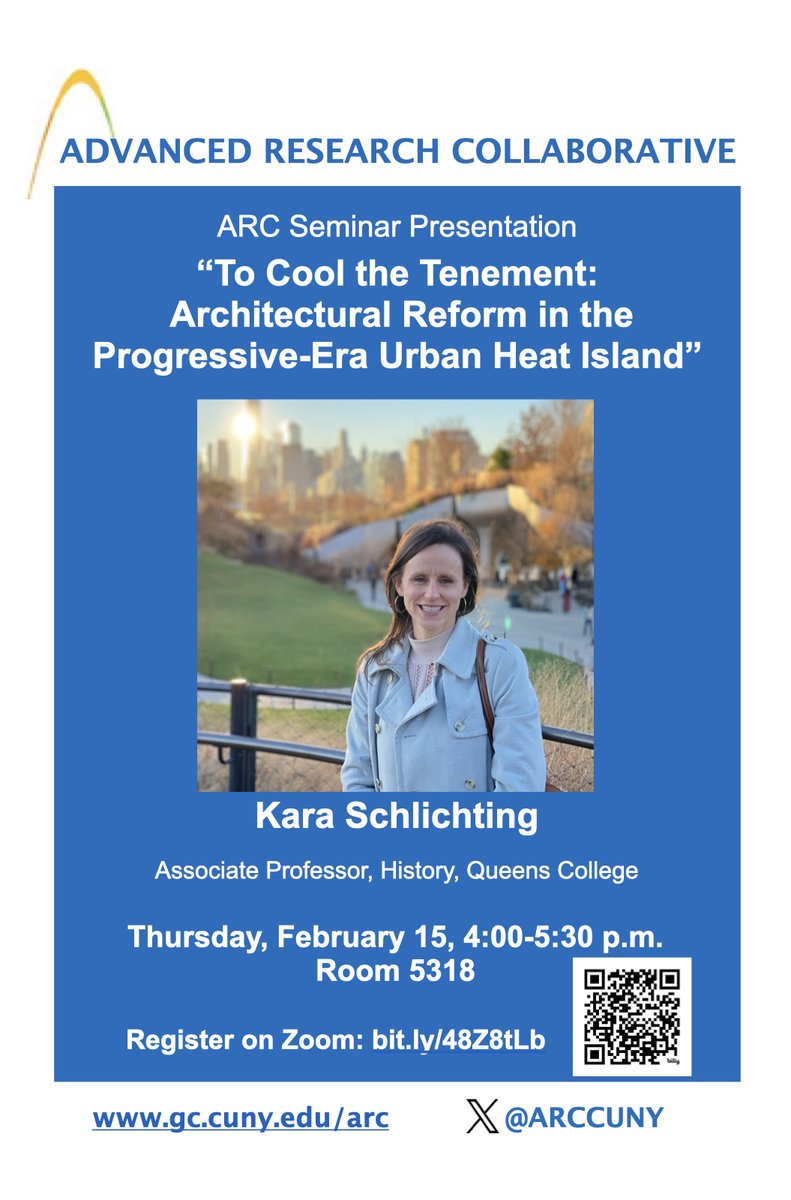 Thur 2/15 4PM - Join our first ARC seminar for Spring 2024 with Prof.Kara Schlichting for her presentation at Room 5318. Register on Zoom: bit.ly/48Z8tLb