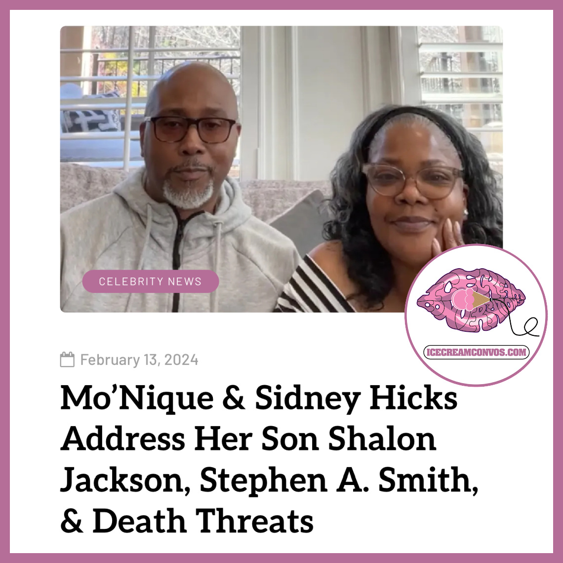 IceCreamConvos's tweet photo. Mo’Nique and her “Daddy” Sidney Hicks address the statements made by her estranged son, Shalon Jackson, Stephen A. Smith, and death threats. 😔🙏🏾🖤🍦 https://t.co/DjaJh82xP2

#MoNique #SidneyHicks #ShalonJackson #StephenASmith #ForTheRecord #IceCreamConvos https://t.co/qSEugbtRB9
