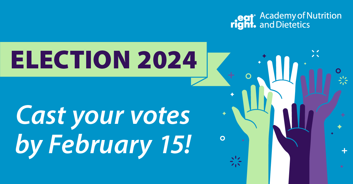 Did you know that we are currently in the top 3 for percent of affiliate members who have voted with 15% of our members having already voted? Cast your ballot for the 2024 @eatrightpro election by this Thursday: sm.eatright.org/election #eatrightPRO