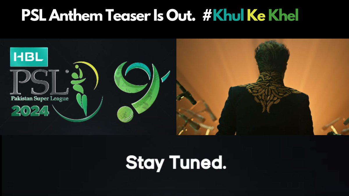 Are you ready for the PSL Anthem?

Ali Zafar is making a comeback to the HBL PSL after five years. 

"His last PSL song, 'Dil Se Jaan Laga Da,' was a super hit.🔥
#KhulKeKhel #PSL9 #StayTuned