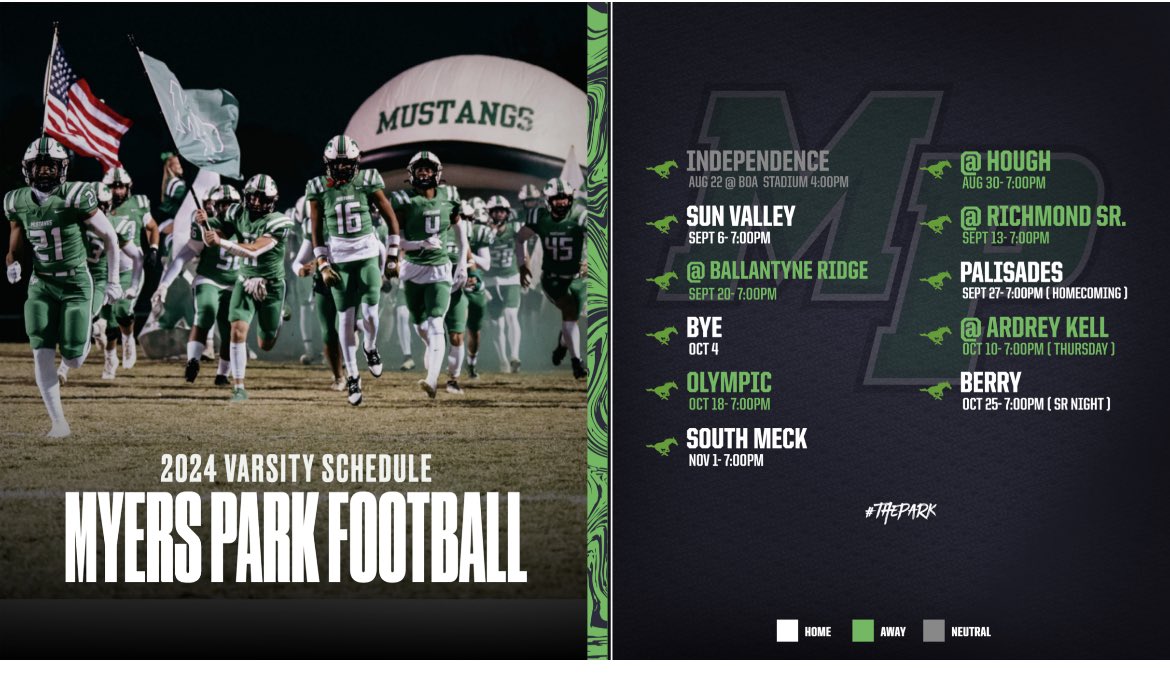 Myers Park Football (@myersparkfball) on Twitter photo 2024 Varsity Football Schedule 🐎 2024 Varsity Football Schedule 🐎