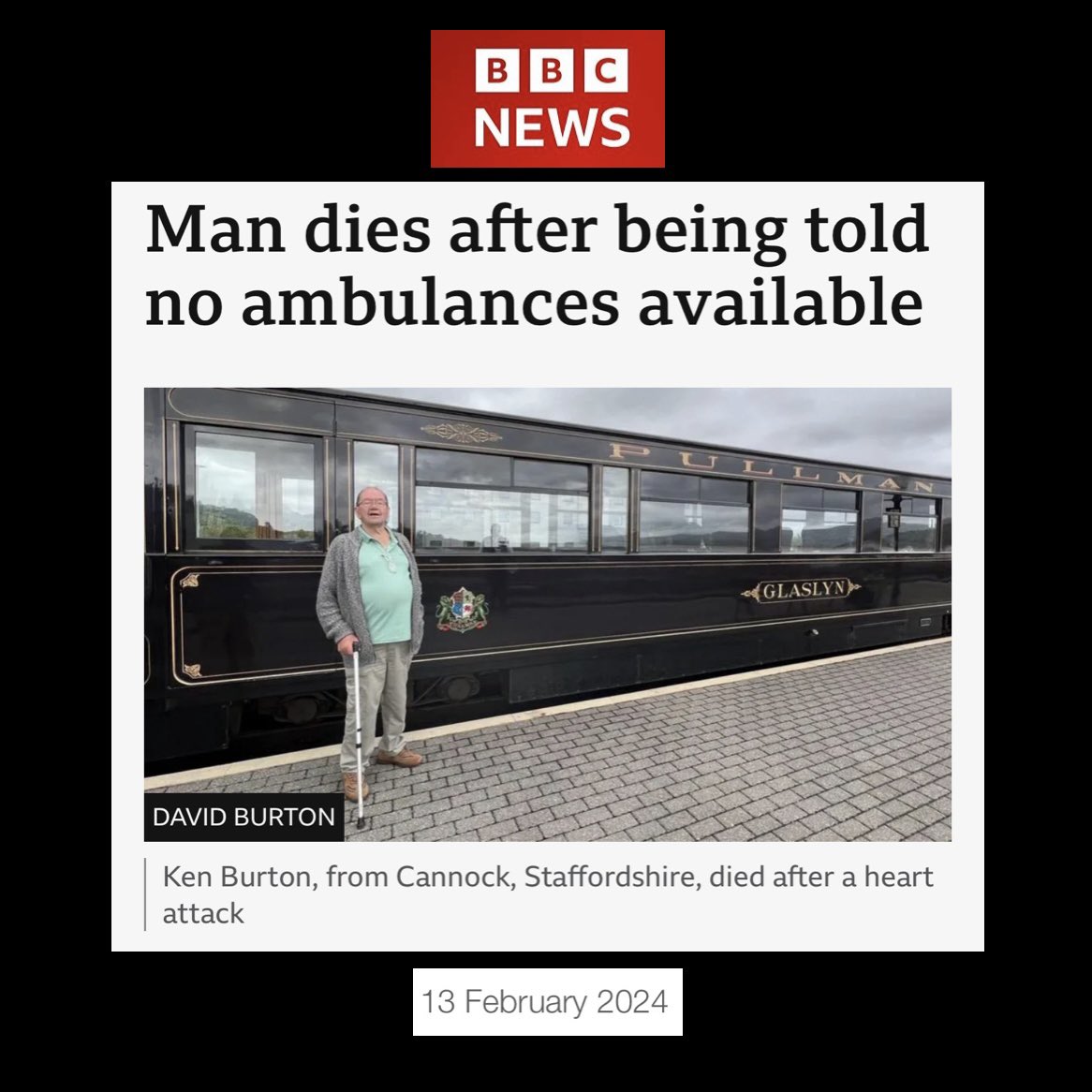 Dear 🇬🇧, An estimated 25,000 people died last year — just like this — from preventable A&E / ambulance delays here in the 6th wealthiest country on earth. That’s 500 people dead every single week from govt negligence. Wake up. Your family isn’t safe in #ToryBritain. #SOSNHS