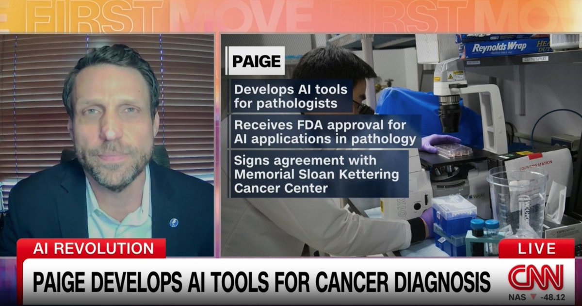paige_ai's tweet photo. Our CEO Andy Moye was featured on @CNNi and shared how the power of AI is tackling some of the biggest challenges with cancer globally, and how Paige is accelerating cancer care for the better. https://t.co/3MKf0ppSYQ https://t.co/fzK9MqQti5