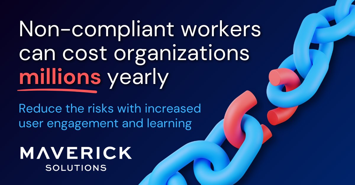 MaverickTaaS's tweet photo. A 2024 study revealed that non-compliant workers cost businesses on average $1.6M/yr because they don't understand their org's rules.

To learn more about how you can invest in your employees' training &amp; ditch non-compliance costs, click here: https://t.co/WPzZFbOca3

#compliance https://t.co/DUKplQ4MND