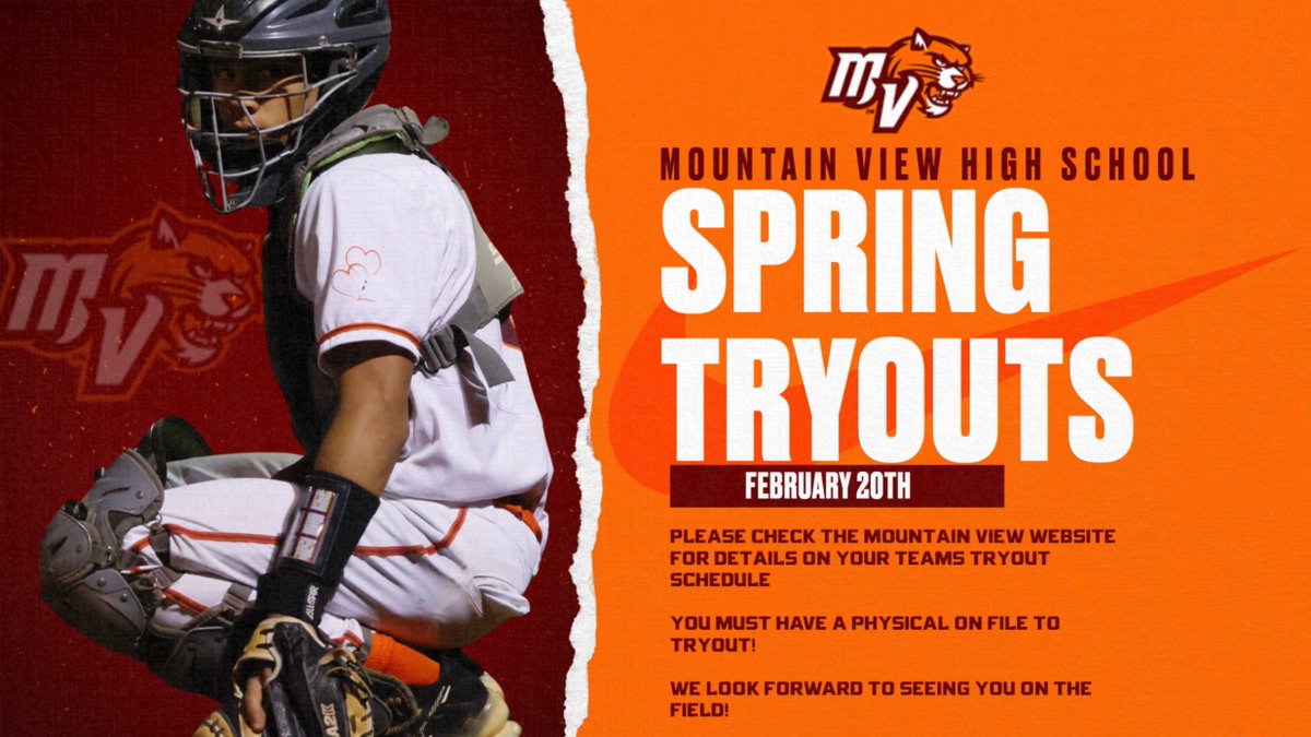 MVHS_SPORTS's tweet photo. One week from today the majority of our spring teams will start tryouts! Please check our website for sport specific details. You MUST have a physical on file in order to participate! #ViewPride https://t.co/f6xQdwQGIW