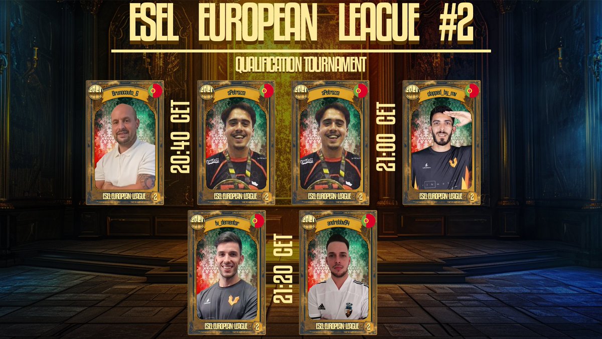 Tonight the qualification tournament will continue at 19 00 CET, which you can watch on twitch.tv/esel_por                         

 We look forward to seeing you all and hope you enjoy it. Take a look at the matches, Group stage