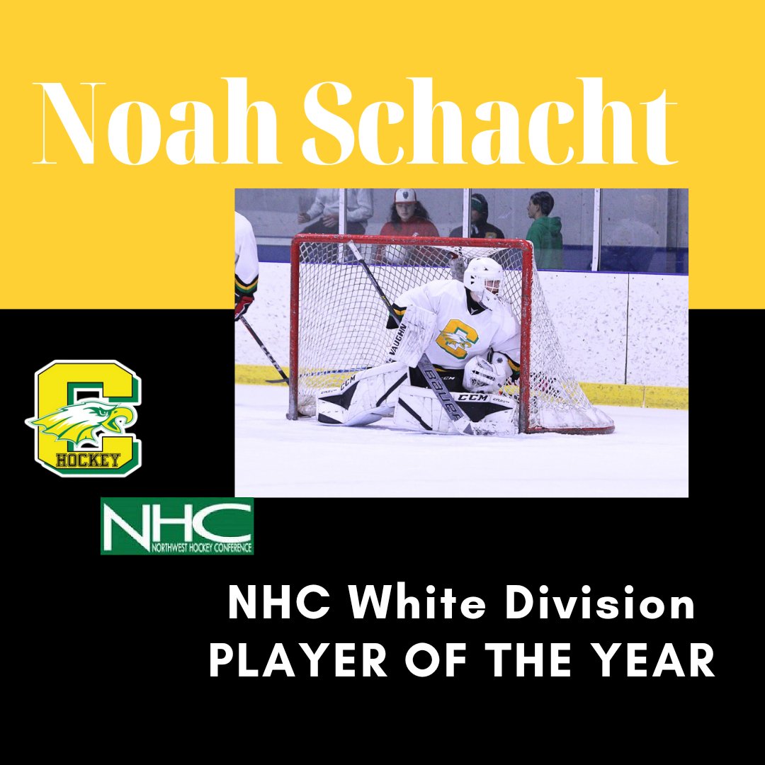 Congratulations to Senior Goalie who was  selected for the 2023-2024 season as:

                  Noah Schacht 
              NHC White Division 
             PLAYER OF THE YEAR