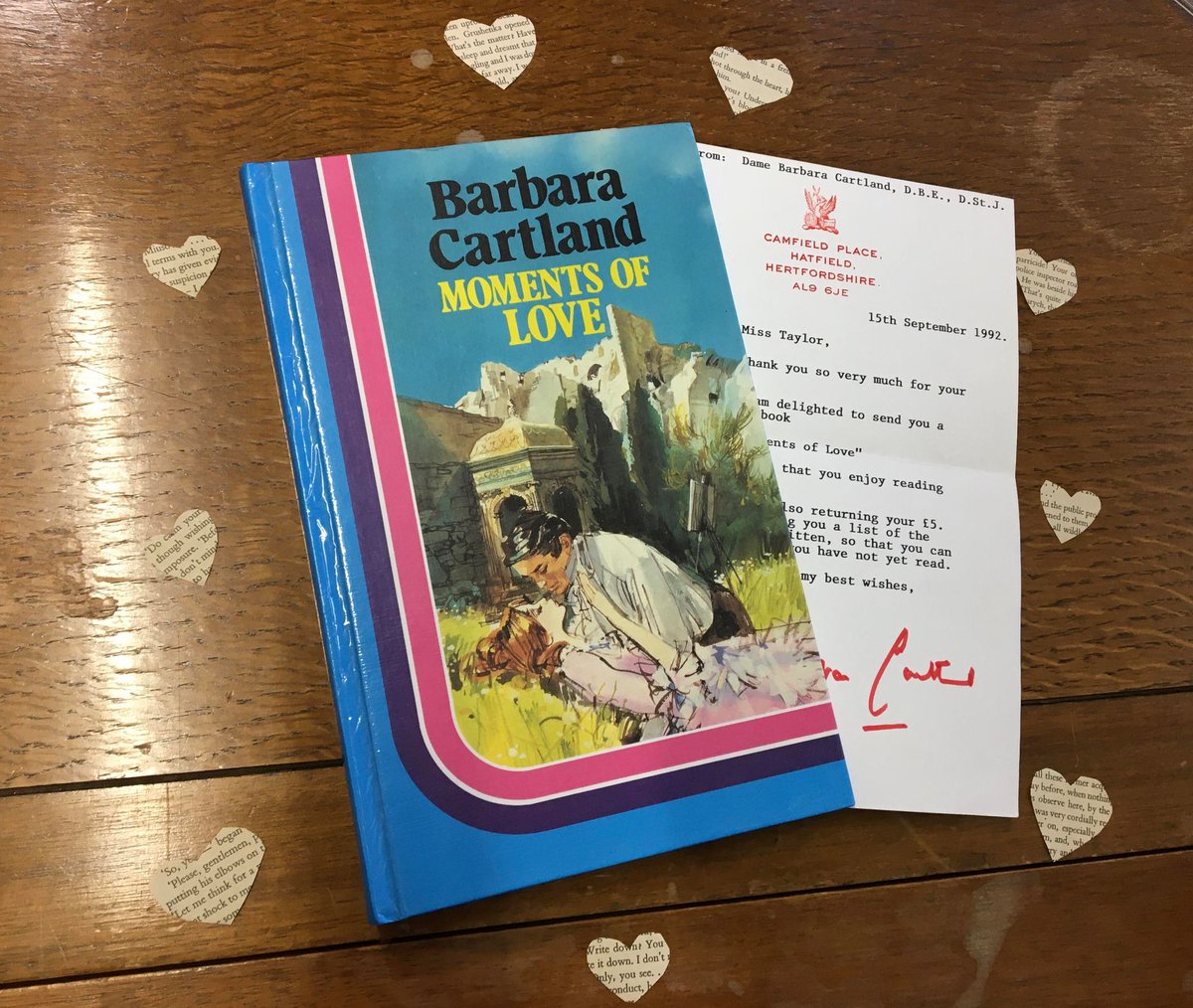 It's Valentines Day tomorrow ❤️ Here's the PERFECT gift from the Queen of Romance herself...a signed copy of Barbara Cartland's Moments of Love, including a letter to a fan...sexy large print edition! Also, here's an array of books on love from fiction to memoir to to essays.. ❤️