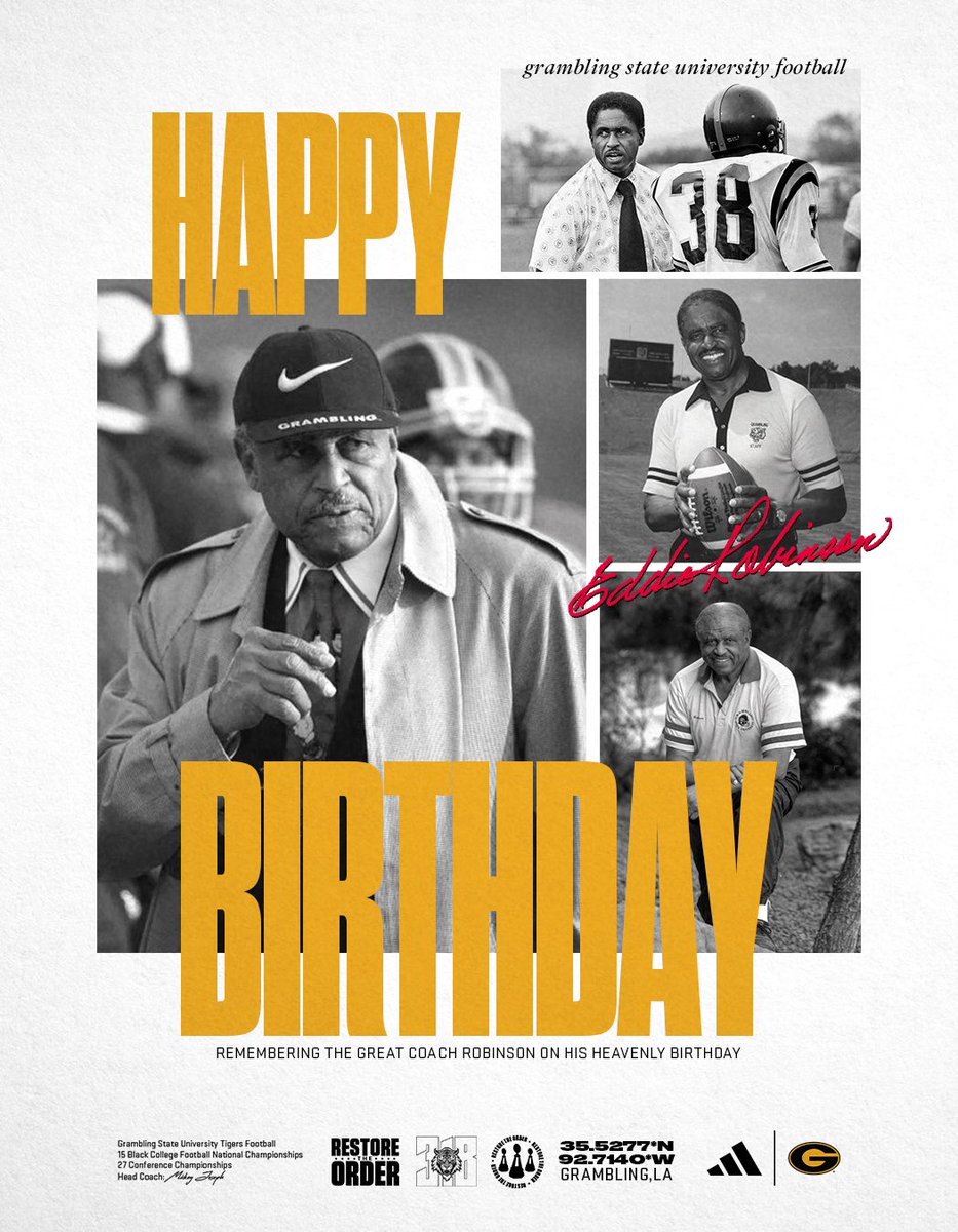 Happy birthday to the legendary 𝗘𝗗𝗗𝗜𝗘 𝗚. 𝗥𝗢𝗕𝗜𝗡𝗦𝗢𝗡! His legacy will forever live on at #TheG!

#GramFam | #ThisIsTheG | #EddieRobinson🐅