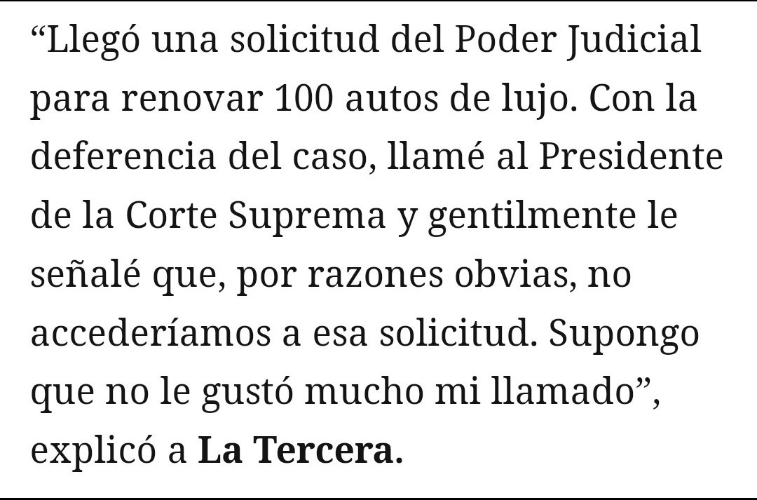 ignaciobriones_'s tweet photo. Autos supremos:
En agosto de 2020 el Poder Judicial nos pidió la renovación de 100 autos de lujo. Aquí mi respuesta a consignada hoy en @latercera https://t.co/Y7VkK7IFx2