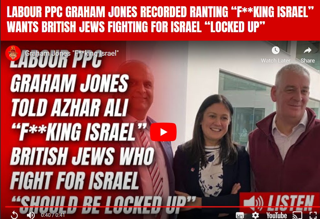🚨Breaking News🚨

Former Labour MP for Hyndburn @GrahamJones_PPC is seeking re-election to the constituency, has been caught on audio saying 'f**k Israel' & British Jews fighting for Israel 'should be locked up'.

It seems the @UKLabour is institutionally anti-Semitic.…