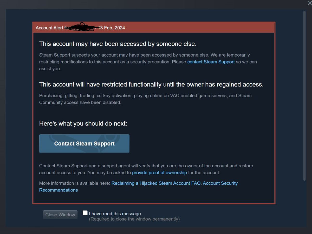 Aaaagain! 🥲 

WARNING TO ALL TRADERS/SKINGUYS:  Using Steam via VPN (which is sadly required as Steam limits requests), WHILE ANYTHING ELSE (f.e. Casemove) is interacting with Steam can get your account locked as it triggers Steams "Your account got hijacked"-Tool! 
 
Share pls!