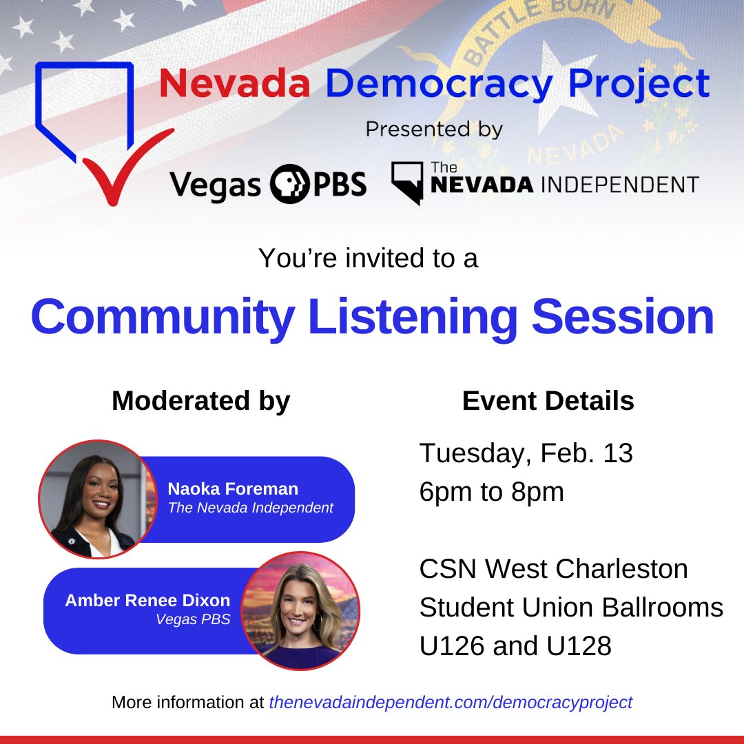 TheNVIndy's tweet photo. Don't forget, our community listening session with @VegasPBS is TODAY at the CSN West Charleston campus.

It's not too late to RSVP and make your voice heard: https://t.co/07Sj2I4XfG https://t.co/DKxGf2gQB6