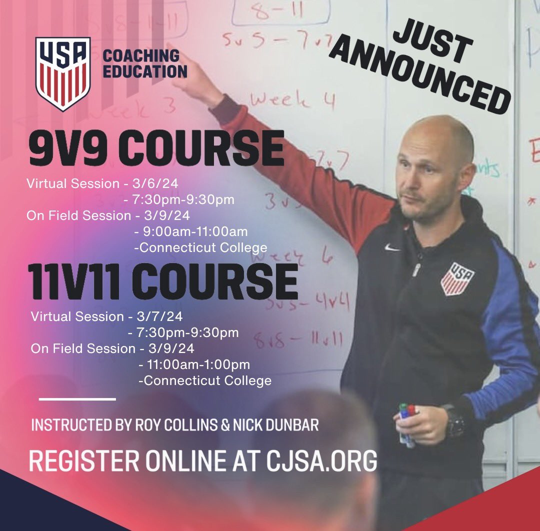SE_CJSA's tweet photo. 𝐈𝐂𝐘𝐌𝐈 | @CJSA are hosting 9v9 &amp; 11v11 @ussoccer_coach courses next month.

Register today at https://t.co/SXtxHRKrh7

#SoccerForAll https://t.co/oax9LNUKt0