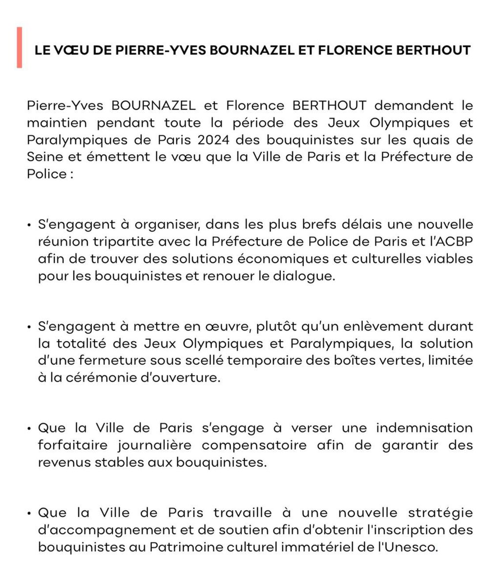 Excellente nouvelle ! Et une belle victoire pour tous les amoureux de #Paris ! Je salue cette décision du Président de la République. Depuis plusieurs mois, avec @FBerthout, nous sommes aux côtés des bouquinistes pour demander le maintien de leurs boîtes vertes.