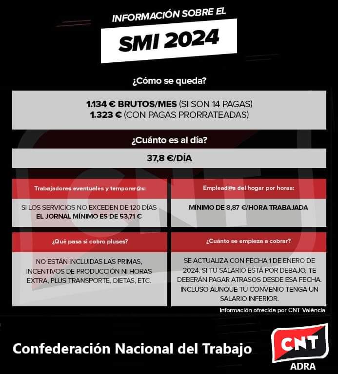 #SMI2024 
#SalarioMinimoInterprofesional 
#cuentaconCNT