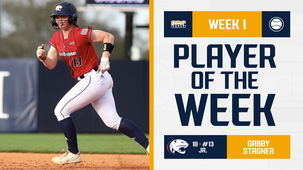 𝗦𝗧𝗔𝗚𝗡𝗘𝗥’𝗦 𝗛𝗢𝗧 𝗦𝗧𝗔𝗥𝗧.

Gabby Stagner played a huge role in helping <a href="/SouthAlabamaSB/">South Alabama Softball 🥎</a> open the 2024 season with a 4-1 showing at the NFCA Leadoff Classic, going 9-for-17 (.529) at the plate. She’s the #SunBeltSB Player of the Week. ☀️🥎

📰 » sunbelt.me/3HZcjrI