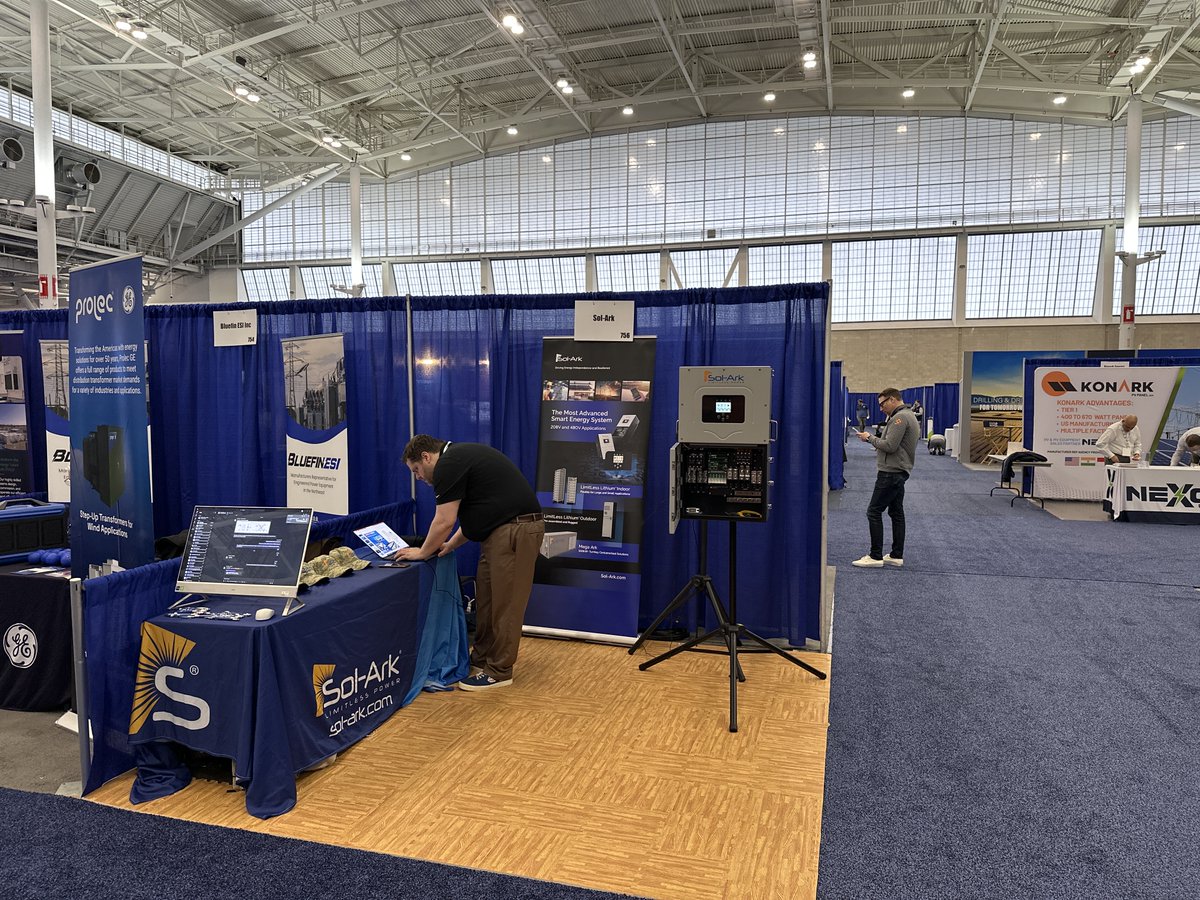 SolArkSolar's tweet photo. ๐ The Re+ Northeast convention in Boston has kicked off, and the Sol-Ark team is thrilled to be part of it! ๐ Join us at booth #756 to delve into cutting-edge solar solutions and discover how we're shaping the future of renewable energy. #SolArk #REPlus #BostonConvention https://t.co/n9OyVSOoet