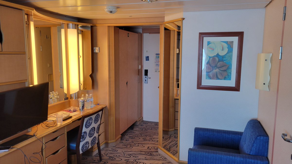 TeamVicarious's tweet photo. We usually book balcony cabins, but we joined this cruise last-minute and selected an "ocean view" room, cabin #2632. Plenty of space and we loved that our window was only about 15 feet above the water. Great ocean views gliding along the waves. #exploreroftheseas #royalcaribbean https://t.co/wn5L5oztUx