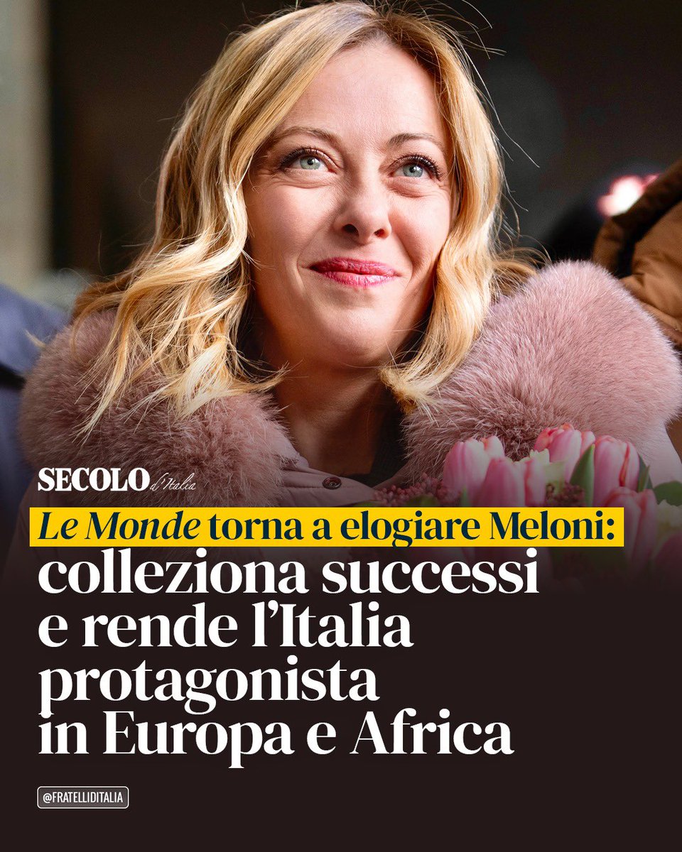 FratellidItalia's tweet photo. 🔵 Solo la sinistra italiana finge di non vedere i successi in politica estera del Presidente #Meloni. https://t.co/lCWOIFGcfp