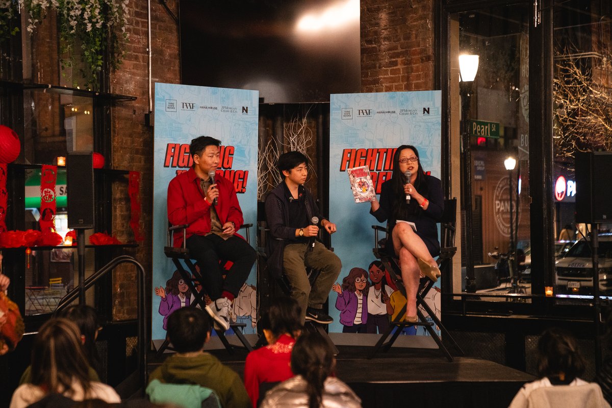 taaforg's tweet photo. Attendees listened to authors @AmyChu and Alexander Chang and illustrator @loubot read excerpts from "Fighting to Belong!" before gathering around an exciting lion dance performance by Alexander. https://t.co/kI5zA17OXV
