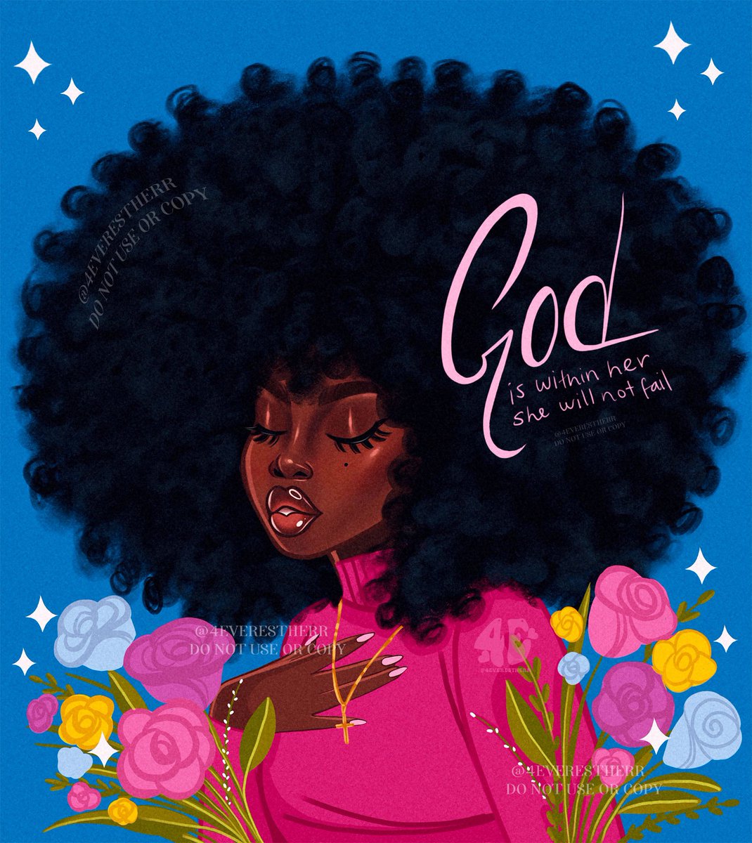 God is within her 
She will not fail 🩷

#blackart #illustration #drawing #digitalart #gospel