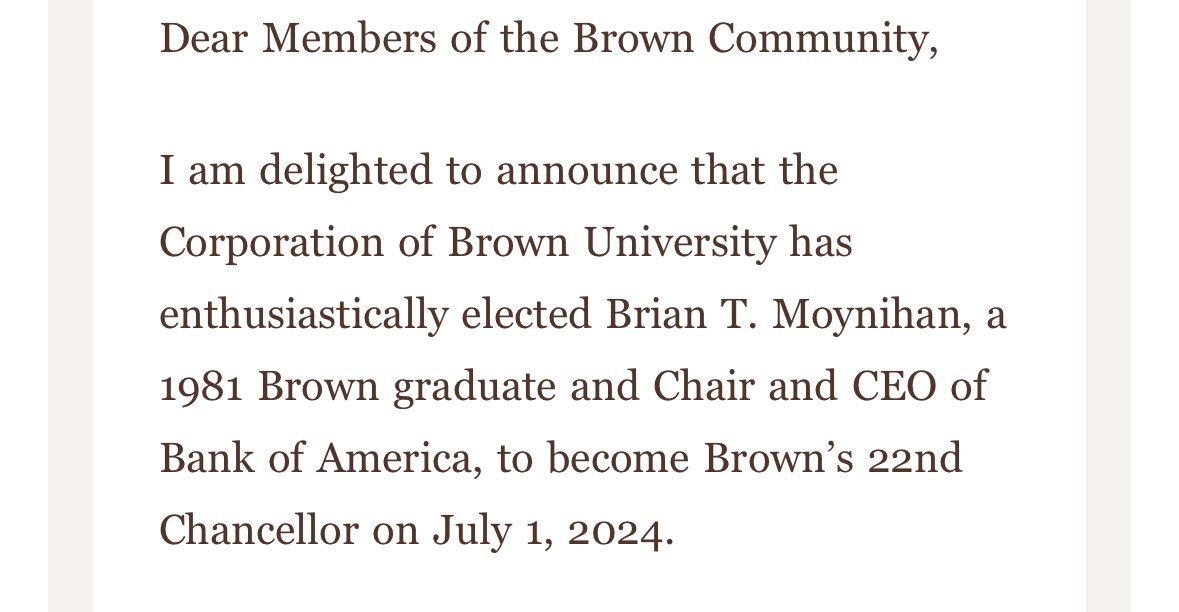 SamuelWBell's tweet image. Making one of the most infamous Wall St. tycoons Chancellor is quite a decision from Brown University.