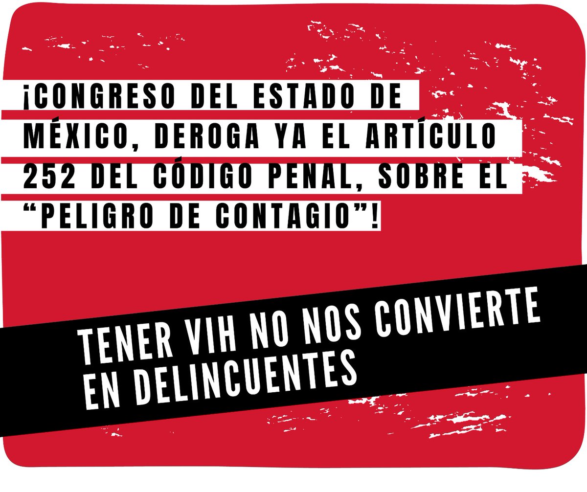 La serofobia mata. ¡Diputadas y diputados de la @Legismex, deroguen ya el #Peligrodecontagio! #EdomexSinSerofobia #VIHsinEstigma @ProfeMaurilioHG @EliasRescalaJ @EnriqueVargasdV @DipMorenaEdomex @DipPRIedomex!