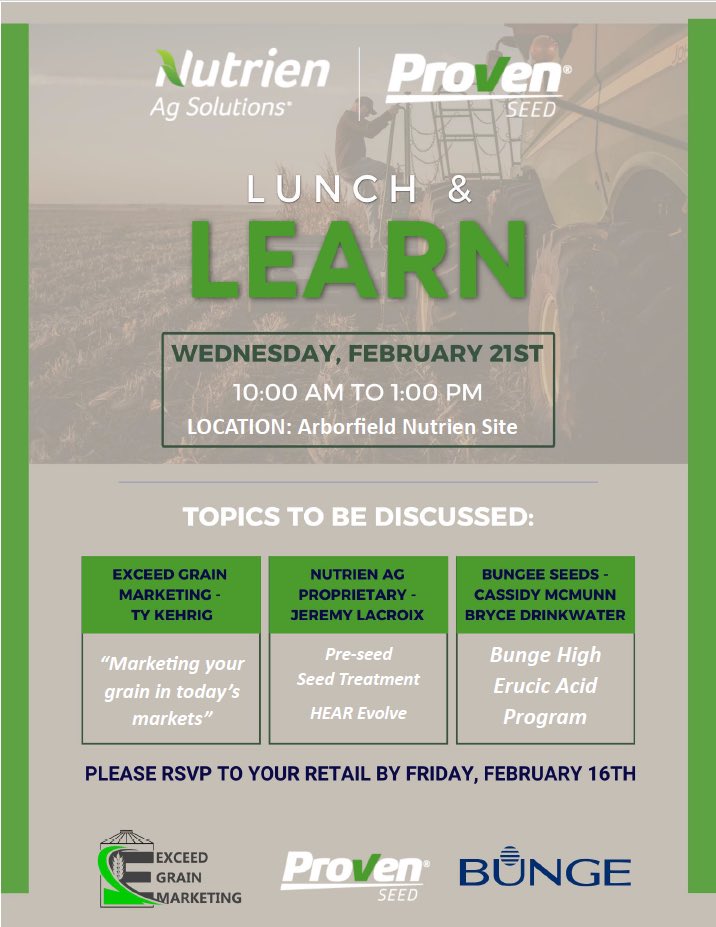 Reach out to your local Nutrien Ag Solutions retail staff if you’re interesting in learning about the excellent marketing opportunities available by growing high erucic acid rapeseed!