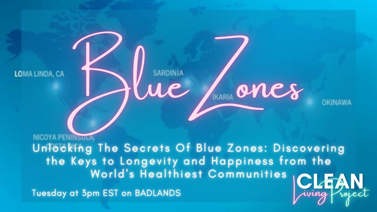 kate_awakening's tweet photo. TODAY on The Clean Living Project

We’re going to be talking about Blue Zones - the top geographic regions where people live significantly longer, healthier lives with far less disease compared to the global average and what lifestyle factors they share in common!

Link below 👇 https://t.co/qwiMLPt9oT