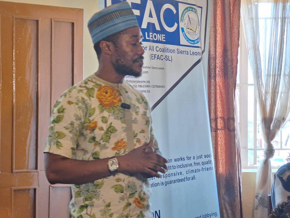 efa_sl's tweet photo. EFAC-SL launched an advocacy policy brief titled “accelerating the recruitment of female teachers to promote &amp; address barriers to girls edu.  The  coordinator stated that “ when we recruit female teachers SRGBV Issues will reduce in our schools”.@Plan_SLE @UNGEI @AncefaRegional https://t.co/VTe8govl1O
