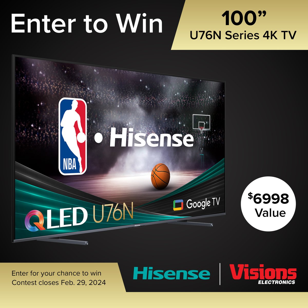 VisionsDeals's tweet photo. 🚨 16 Days Left to Enter Our 100" Hisense TV Giveaway! 🏆

Enter 👇 

1) Like, follow, and share the contest post.

2) Tag 3 friends and comment on the first movie you would watch on this 100" TV.

3) Fill out form: https://t.co/8ZQ5VtnjGe

📆 Enter before February 29th, 2024. https://t.co/ccNXD4JDTX