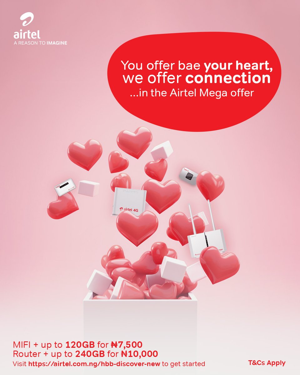 AirtelNigeria's tweet photo. Enjoy the best of the best this season. Get any of our offers for the perfect connection.
Visit https://t.co/ssivOcW0IC to buy yours today.
#ReasonToImagine https://t.co/NkGOJADCVl