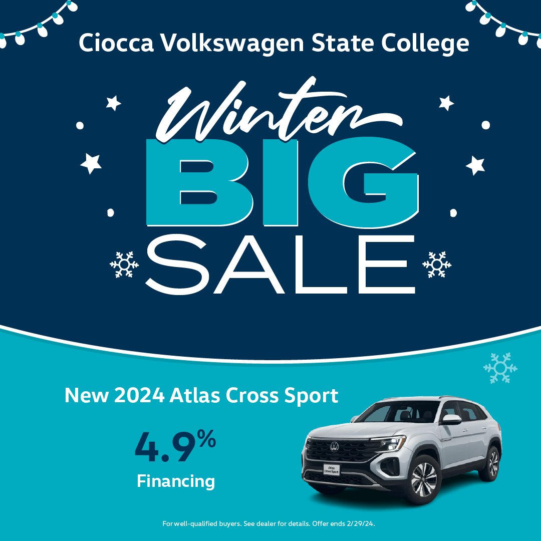 CioccaVWsc's tweet photo. Our Winter Big Sale is going on at Ciocca Volkswagen of #StateCollege! 

Now is the time to fall in love with a New or Pre-Owned #Volkswagen! Visit https://t.co/r7MWbLDyzm.

#cioccaonsocial #vw #valentines #feburary #vw #tiguan #volkswagentaos #jetta https://t.co/1nJRor1pCE