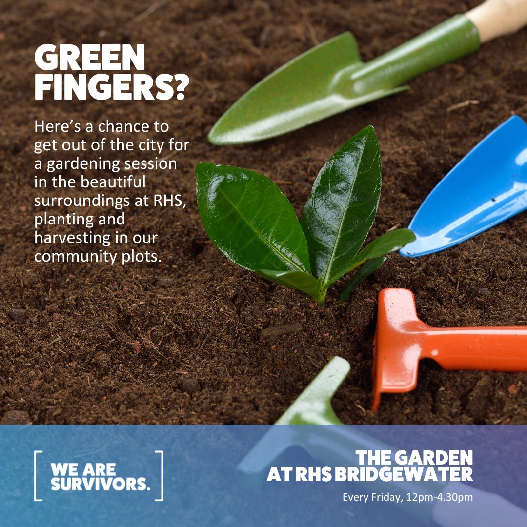 Did you know that every Friday from 12pm-4.30pm we hold 'The Garden' event at the RHS Bridgewater for our service users? 

#WeAreSurvivors #MensHealth #MentalHealth #RHS