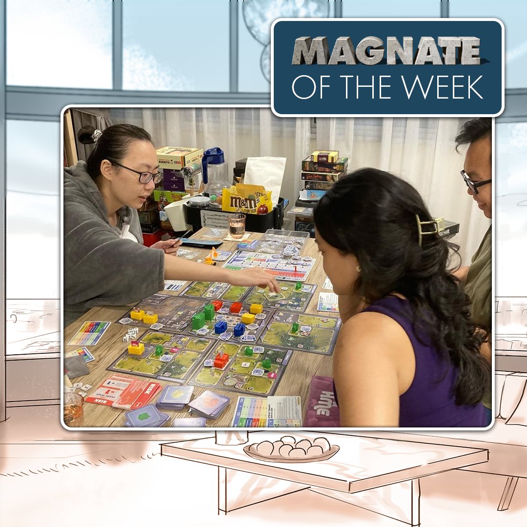 PlayNaylorGames's tweet photo. Our latest #MagnateOfTheWeek is Joel's and Wan Ping's board game club in Singapore!
It's great to see Magnate being enjoyed by so many – and over 6,500 miles from where it was created!
#Magnate #NaylorGames #Boardgames https://t.co/Zbb9gHwmoc