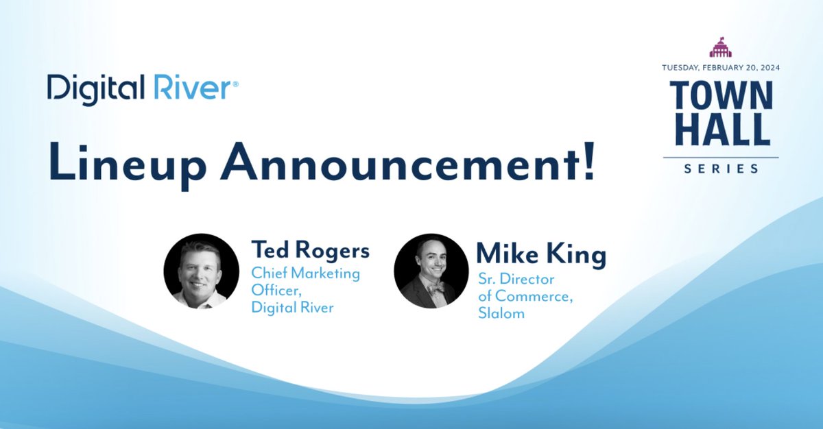 Digital River (@digitalriverinc) on Twitter photo Our Digital Town Hall with Ted Rogers, CMO at Digital River, & Mike King, Sr. Director of Commerce at Slalom, is just one week away!
Join us to discover anticipated ecommerce trends for 2024 & beyond.
bit.ly/3HW2bAf
#DigitalTownHall #ecommerce #merchantofrecord Our Digital Town Hall with Ted Rogers, CMO at Digital River, & Mike King, Sr. Director of Commerce at Slalom, is just one week away!
Join us to discover anticipated ecommerce trends for 2024 & beyond.
bit.ly/3HW2bAf
#DigitalTownHall #ecommerce #merchantofrecord